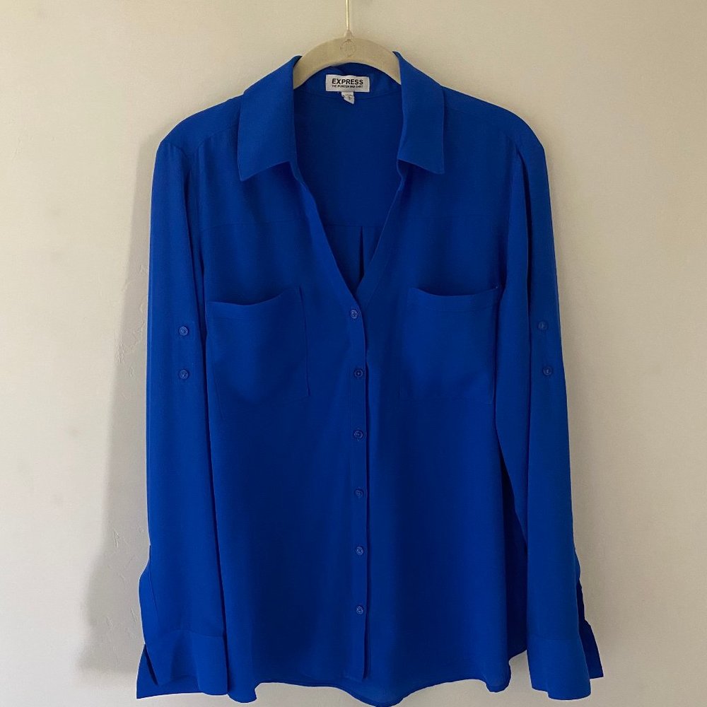 Express Slim Fit Bold Blue Portofino Shirt